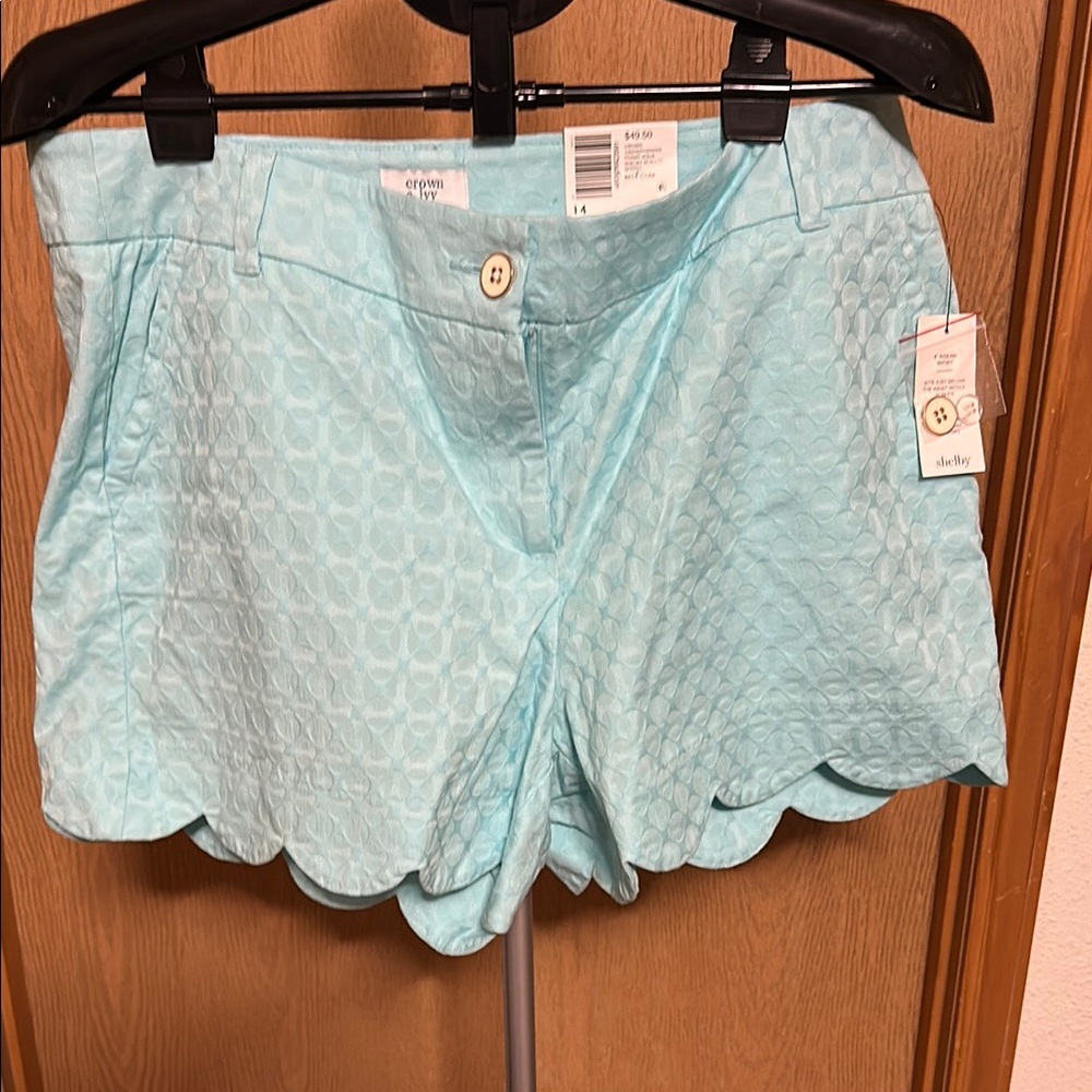 Crown & Ivy High Waist Blue Eyelet Shorts